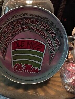 Magnolia Ole Miss Red and Green Decorative Metal Tray with Handle